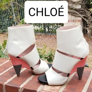 Chloe cut-out heels wedge booties Size 37.5 / 7